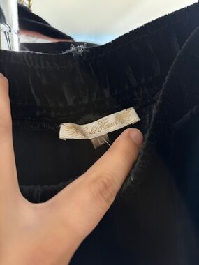 Gold Hawk Black Cropped Velvet Pants - Black